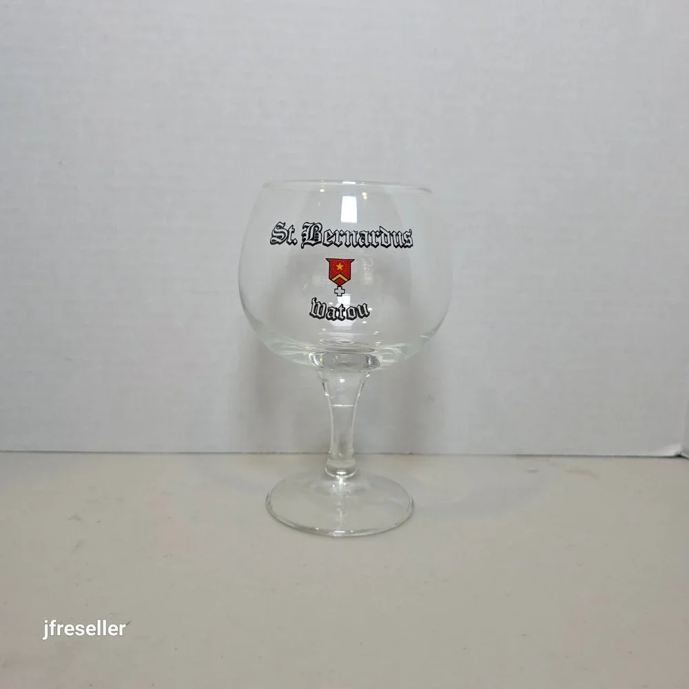 St Bernardus Watou Belgian Beer Glass Chalice Goblet 33cl Clear Logo Crest